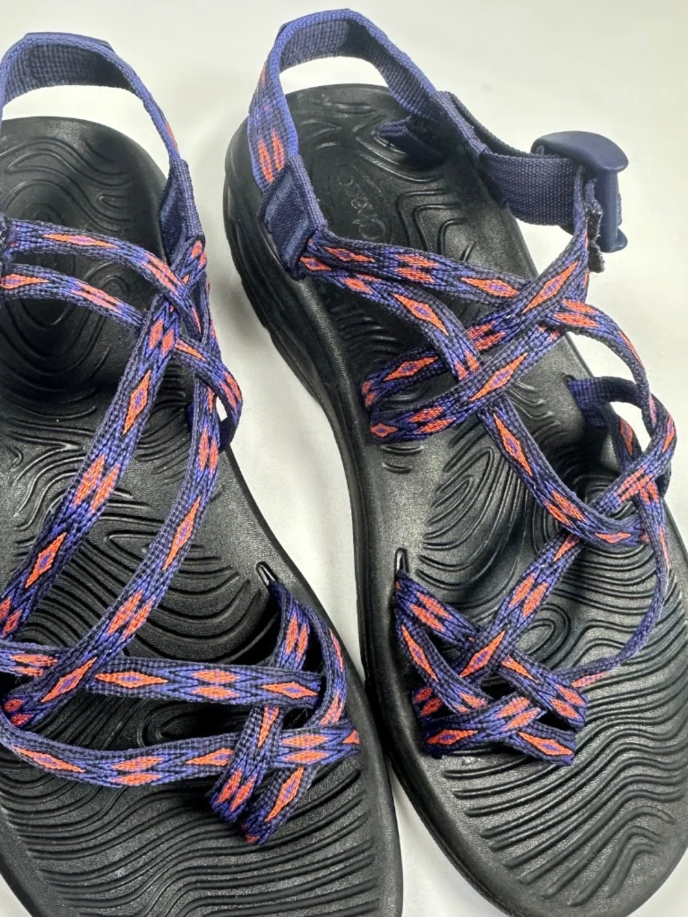 Chaco Zvolv X2 Womens Sandals Volcanic Blue Orange Toe Loop Adjustable Size W9